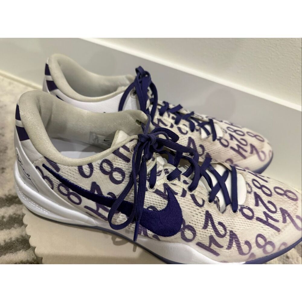 Nike Men's Kobe 8 Protro Court Purple Lakers Basketball Sneakers White Size 12